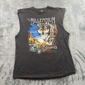 Vintage Sturgis 2000 Into The Millennium Biker Wolves Motorcycle Tank Size XL